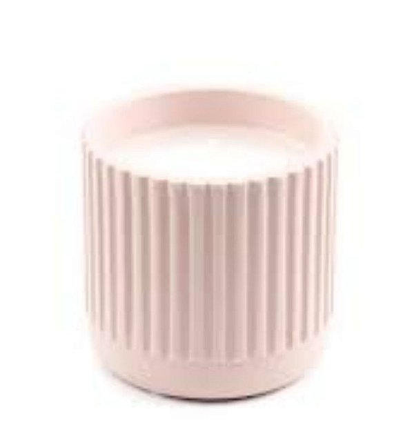 Vela com Suporte em Cimento Rosa Pequena - Copa & Cia