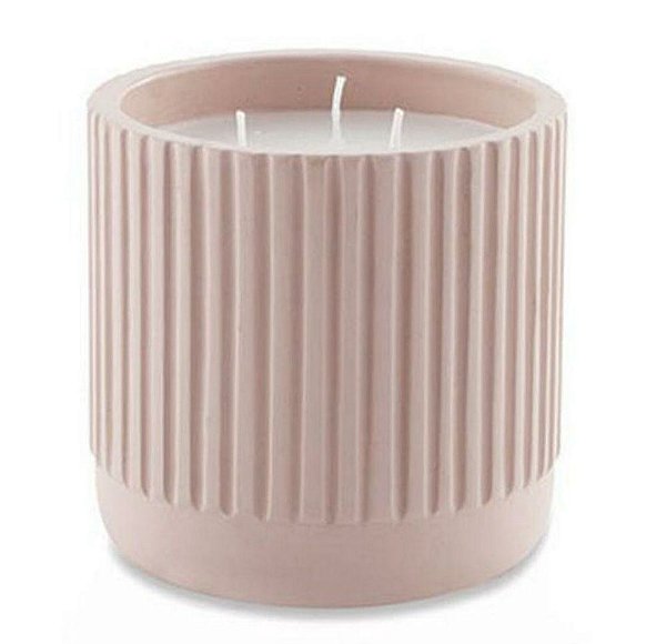 Vela com Suporte em Cimento Rosa  Grande - Copa & Cia