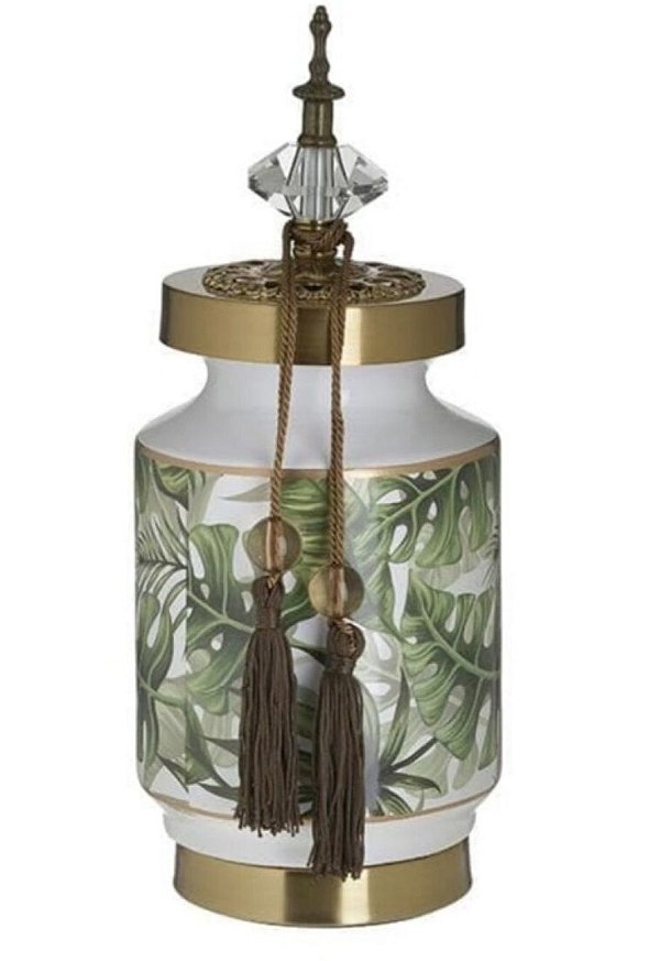 Vaso Costela de Adão com Detalhe em Dourado