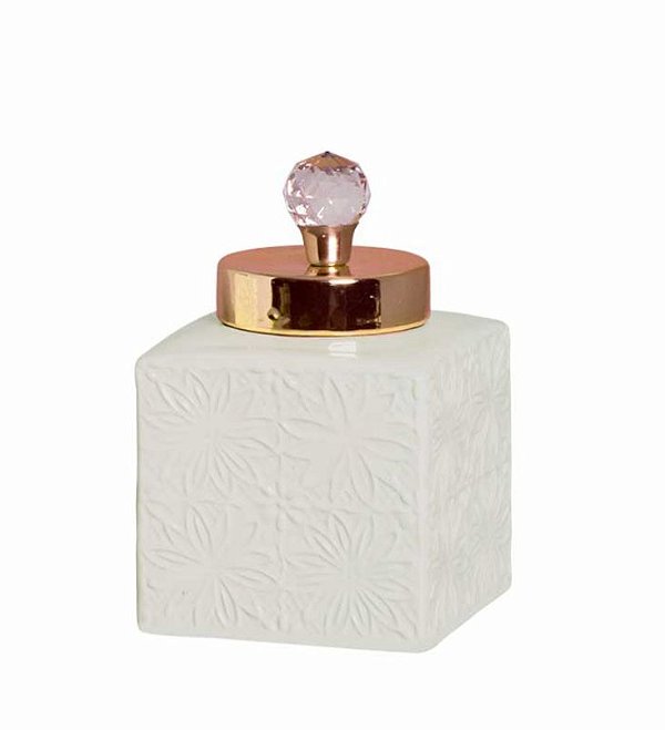 Pote Pequeno Relevo Off White Cristal
