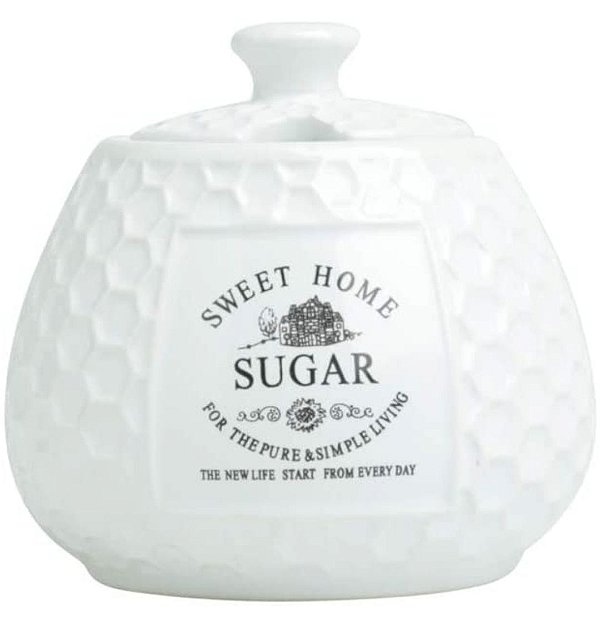 Açucareiro Cerâmica C/ Tampa Sweet Home 300ML - Bon Gourmet