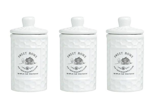 Cj 3 Potes Cerâmica Sweet Home 150 ml - Bon Gourmet