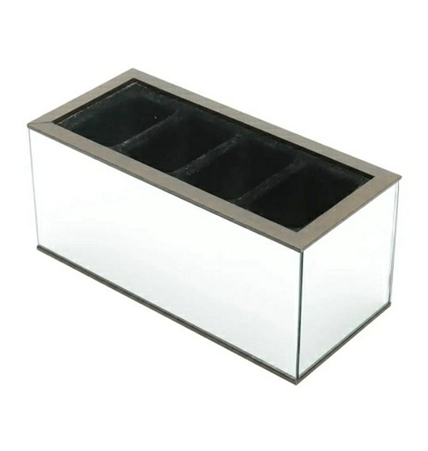 Porta Controle Madeira 4 Divisórias C/ Espelho