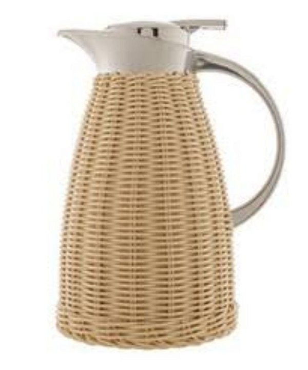 Garrafa Térmica Aço Inox C/ Rattan Plástico Bege 1,5L - Bon Gourmet