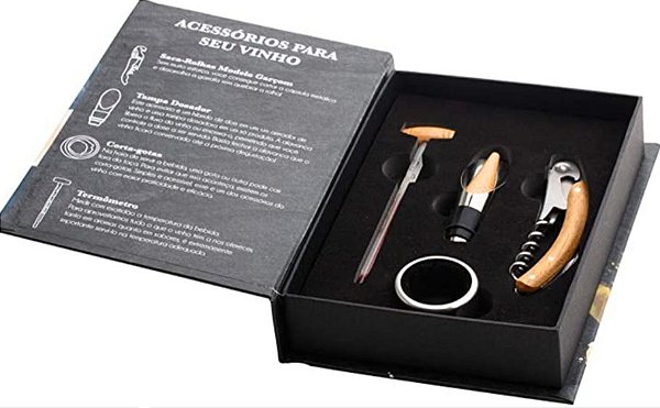 Cj 4Pçs de Aço Inox P/ Vinho C/ Caixa - Bon Gourmet