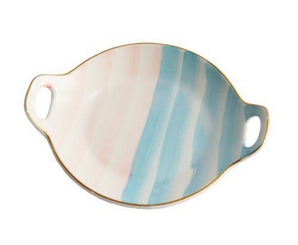 Mini Prato em Porcelana Bicolor Listrado