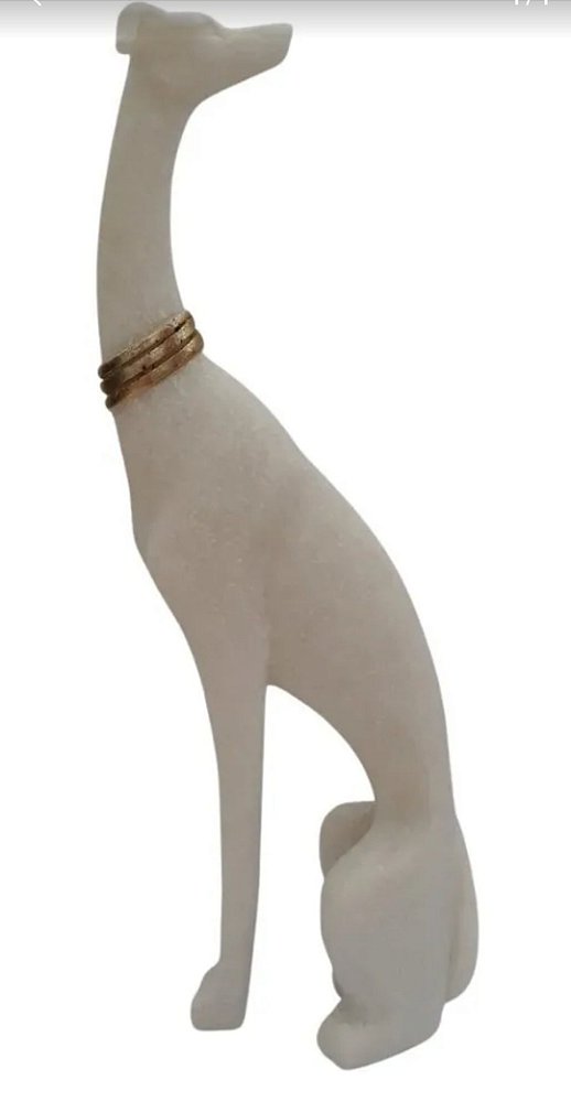 Escultura Poiliresina Cachorro Branco - Dea