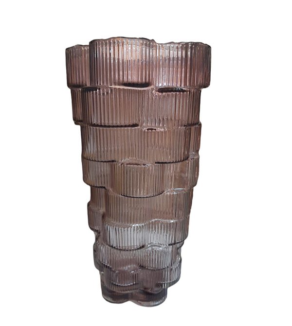 Vaso Decor Vidro Alto Relevo Lilás - D&A