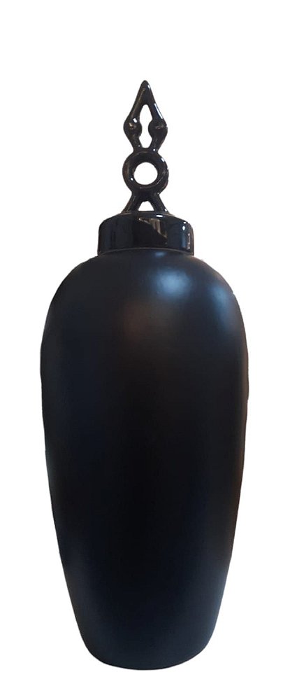 Vaso Pote Cerâmica Grande Preto Fosco - Cerâmica Novo Tempo