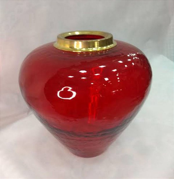 Vaso Pequeno em Vidro Vermelho Com Dourado - D&A