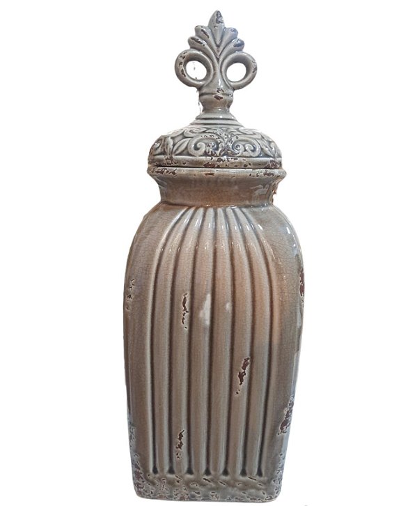 Vaso Marrom Cerâmica com Envelhecido Grande