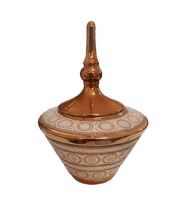 Vaso Baixo Rose com Pedras