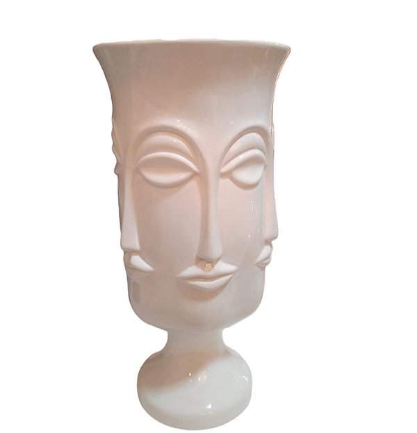Vaso Floreira Cerâmica Face Branco - Mazzotti