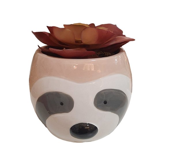 Vaso Cachepot Coala com Suculenta