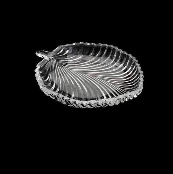 Prato Decorativo de Cristal Leaf 20,5x17x2,5cm - Lyor