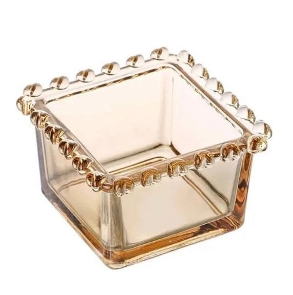 Bowl Quadrado de Cristal Coração Âmbar Metalizado 8,5x8,5x5cm - Lyor
