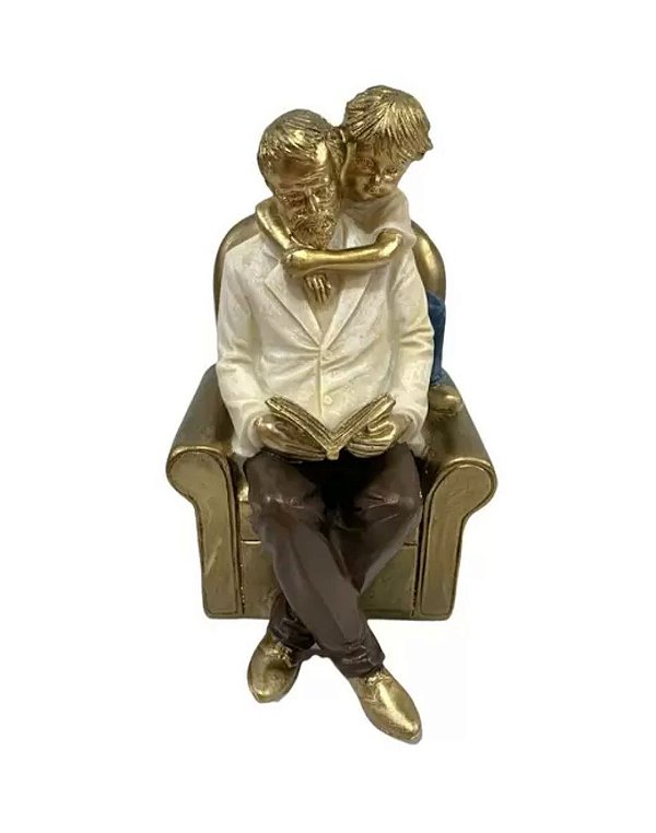 Avó com Menino Decorativo 16cm