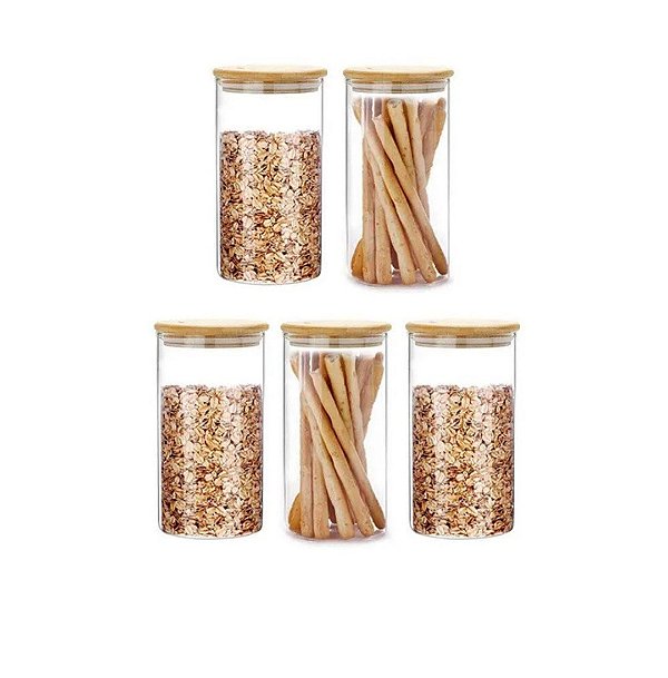 Pote Hermético de Vidro com Tampa Bambu 750ml