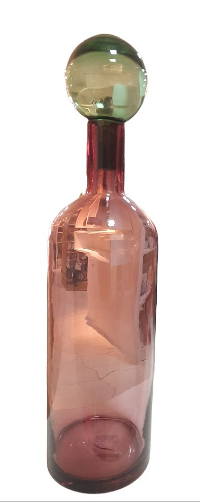 Garrafa Decorativa Marsala com Tampa Verde 51x13cm