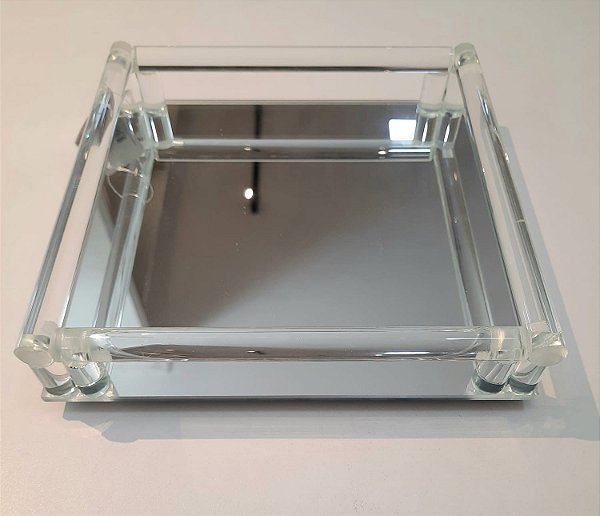 Bandeja Decorativa Espelho com Vidro 4x20x20