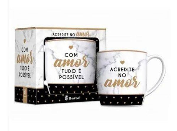 Caneca Porcelana Urban Com Amor Tudo é Possível - 360ml