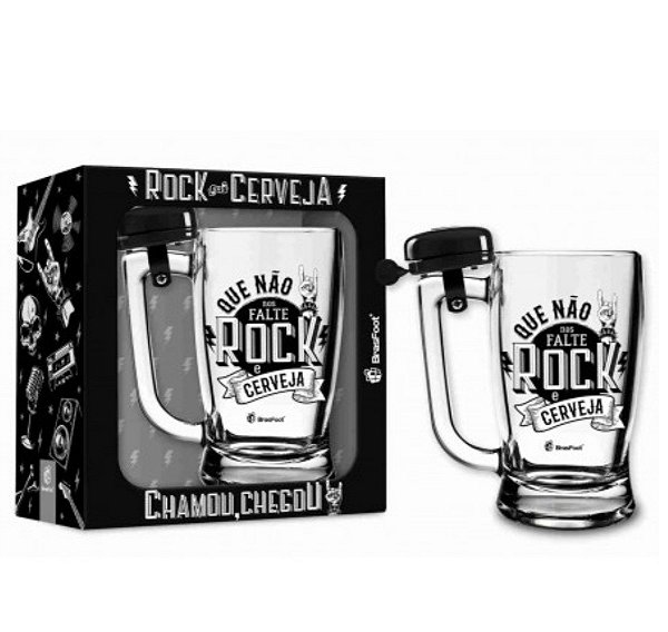 Caneca Taberna Com Campainha Rock e Cerveja - 340ml