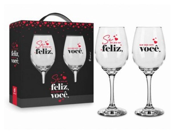 Taça Para Vinho Com 2 Unidades Eu e Você Pra Sempre - 385ml