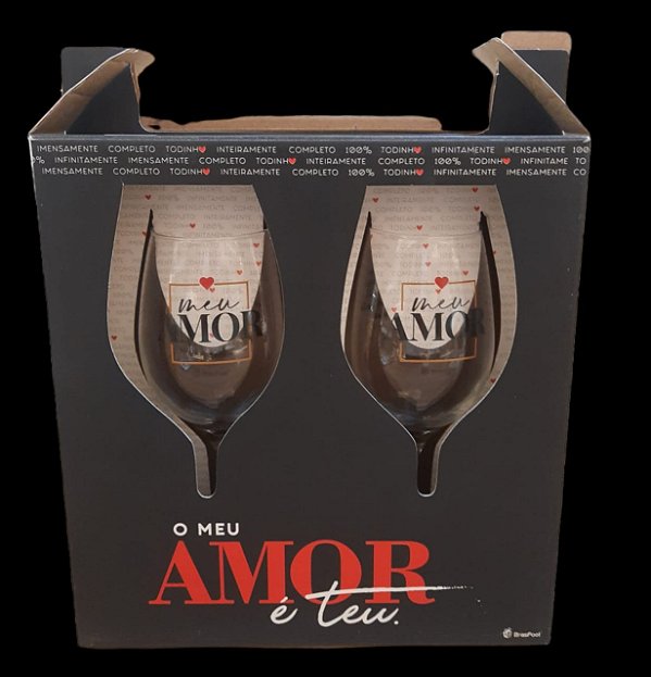 Taça Vinho Com 2 Unidades O Meu Amor é Teu - 385ml