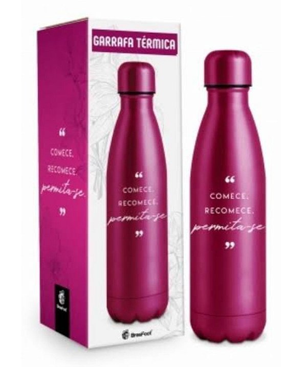 Garrafa Térmica Metal Neo Começe Recomece - 500ml
