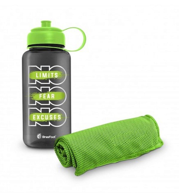 Kit Treino Garrafa + Toalha  Limits, Fear, Excuses - 1100ml