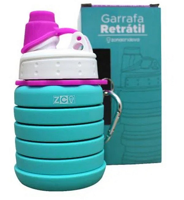 Garrafa Retrátil Azul Tiffany - Capacidade Total 500ml