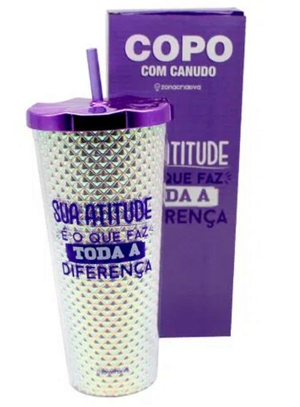 Copo Com Canudo Sua Atitude É o Que Faz Toda a Diferença - 750ml