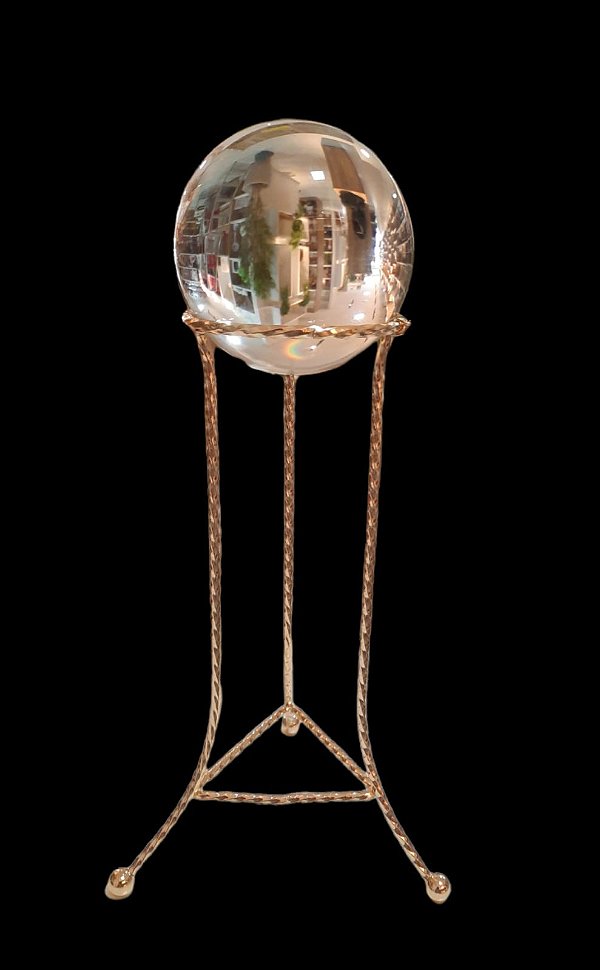 Bola Decorativa em Cristal Com Suporte 25cm