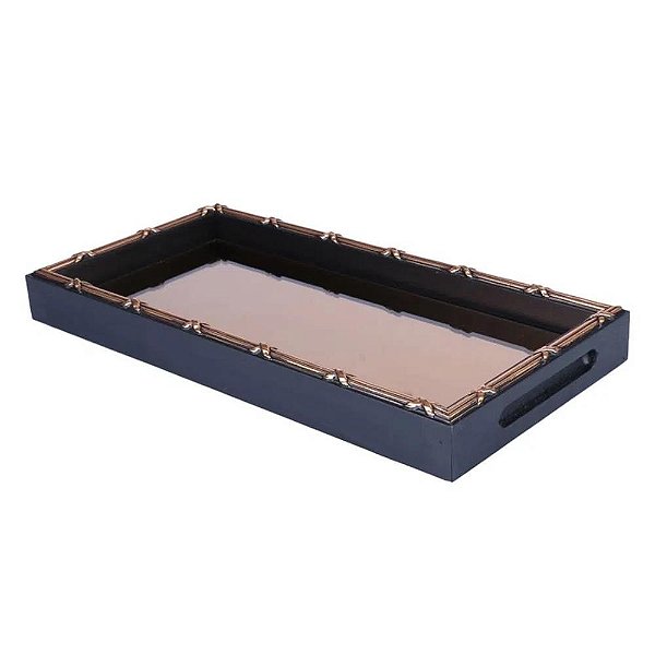 Bandeja Madeira Croisé Acobreado 35x17x4cm - Woodart