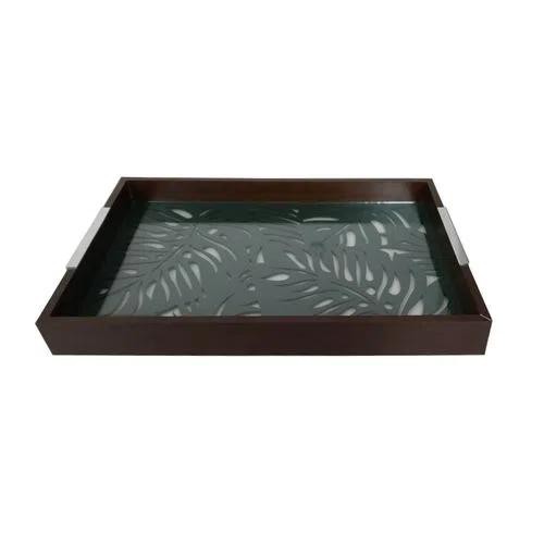 Bandeja Madeira c/ Vidro Adam Verde 47x32x5cm