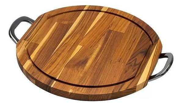 Tábua Madeira p/ Corte c/ Alça Queens Teca 45x38cm - Woodart