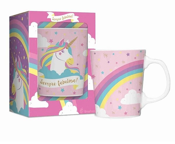 Caneca Porcelana Premium Unicórnio - 280ml