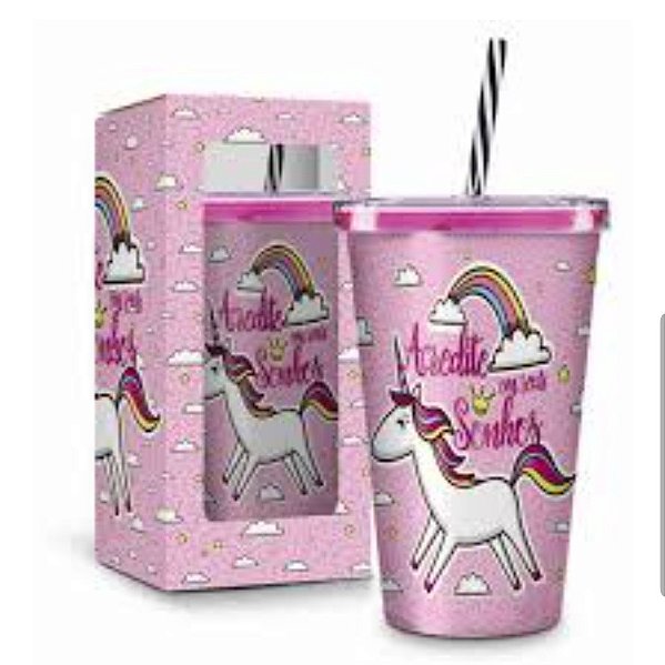 Copo Com Canudo Acredite Em Seus Sonhos - 550ml