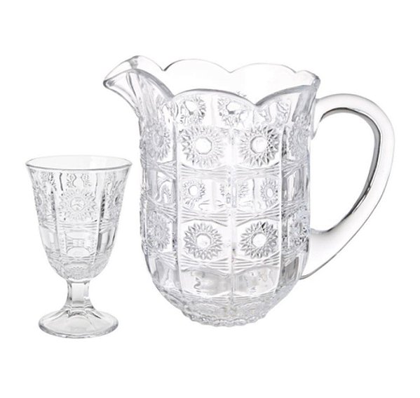 Cj 6 Taças 226ml e Jarra 1,4L Vidro Starry - Bon Gourmet