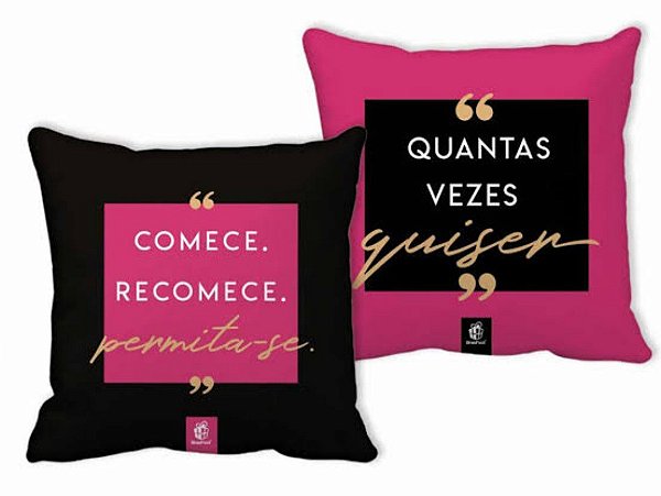 Almofada Comece Recomece. Permita -se.