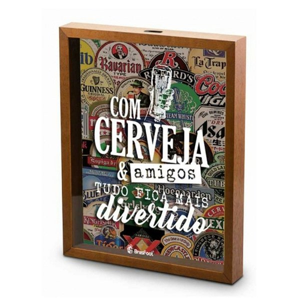 Quadro Vidro Tampinha Com Cerveja e Amigos