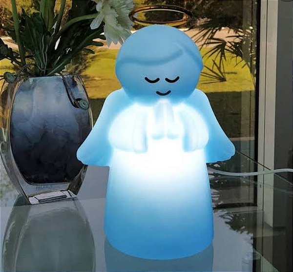 Luminária De Mesa Anjinho Azul