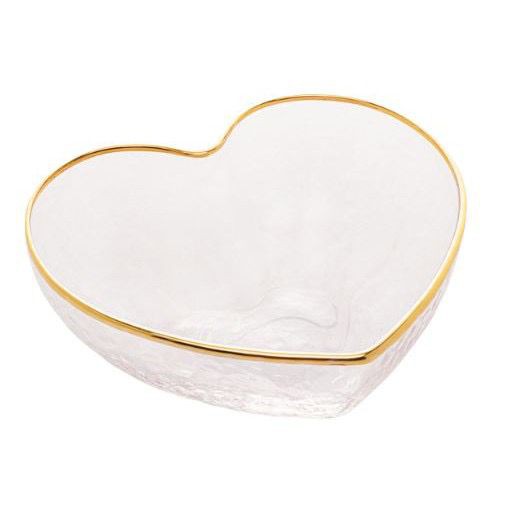 Bowl Vidro Borossilicato c/ Borda Dourada Heart 9x8x4cm - Bon Gourmet
