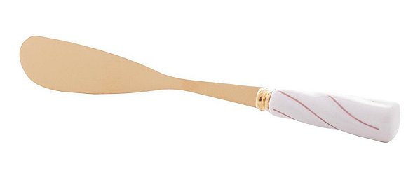 Cj 4 Espátulas Aço Inox Dourado c/ Cabo Cerâmica Branco - Bon Gourmet