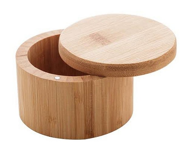 Saleiro Redondo Bambu C/ Tampa 9x9x6cm
