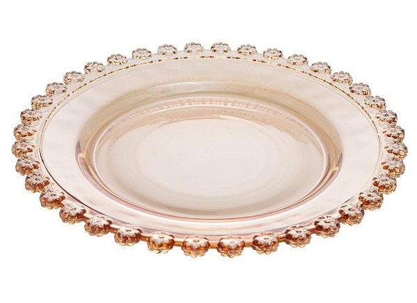 Prato P/ Sobremesa Cristal de Chumbo Daisy Âmbar 20cm - Wolff