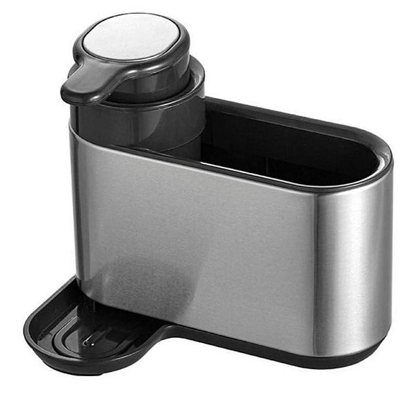 Dispenser Detergente e Organizador de Pia Metalla Aço Escovado - Mimos