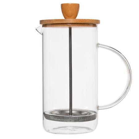 Cafeteira Prensa Francesa Com Tampa de Bambu 600ML - Mimo Style