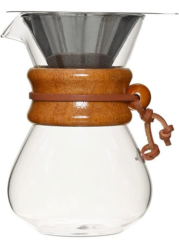 Passador de Café Vidro Laço Madeira - Mimo Style