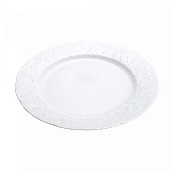 Cj 6 Pratos Sobremesa de Porcelana Branco 21cm Limoges Vendange - Wolff